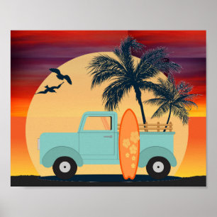 Surfing Retro Poster