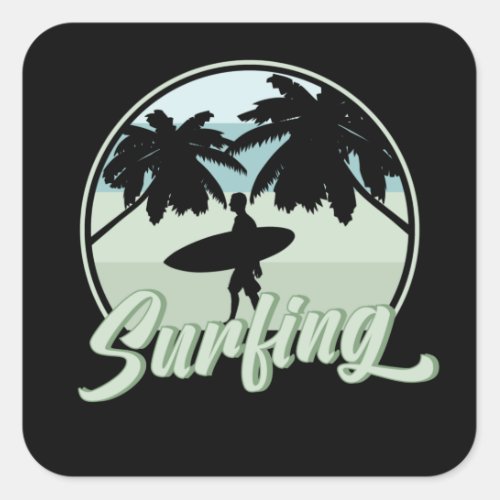 Surfing Retro Surfboarding Surfer Gift Square Sticker