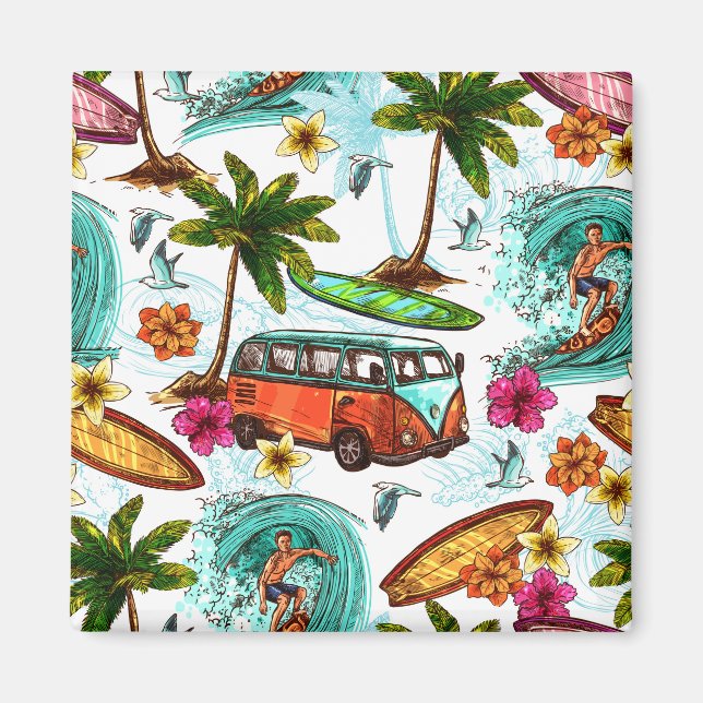 Surfing/Retro Van Magnet (Front)
