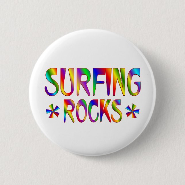 Surfing Rocks Pinback Button (Front)