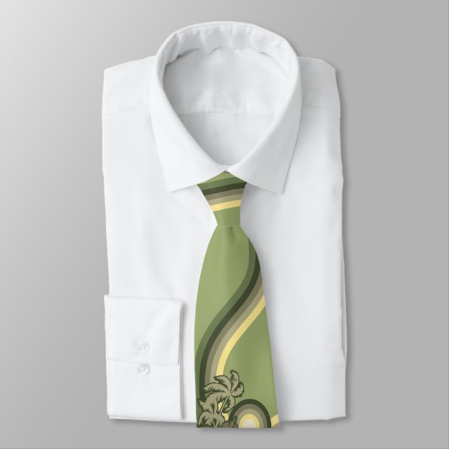 Surfing Safari Hawaiian Hibiscus Necktie (Tied)