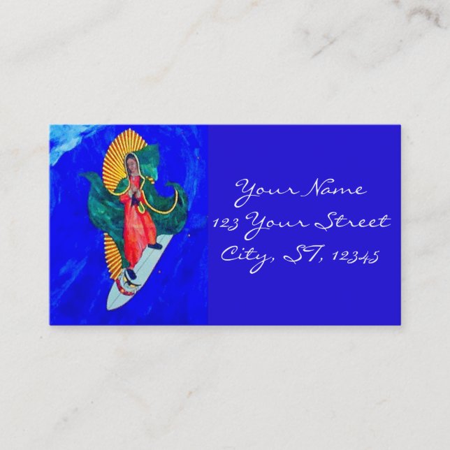 Surfing saint blue business card (Front)