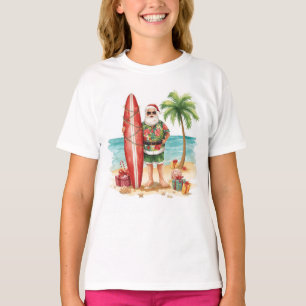 Surfing Santa at the beach Christmas Party  T-Shirt