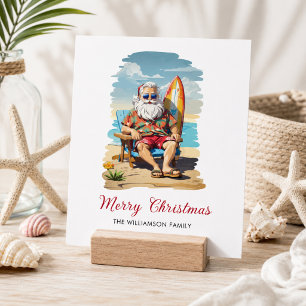 Surfing Santa Beach Christmas Holiday Card