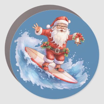 Surfing Santa Car Magnet by ChristmasTimeByDarla at Zazzle