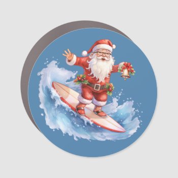Surfing Santa Car Magnet by ChristmasTimeByDarla at Zazzle