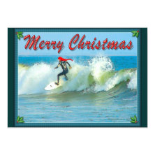 Surfing Santa Christmas Invitation