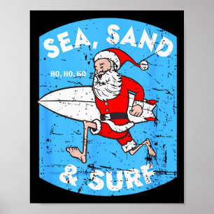 Surfing Santa - Christmas Surfboarding Santa Claus Poster