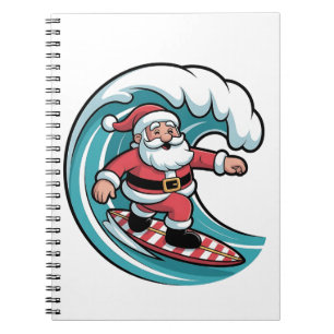 Surfing Santa Christmas Surfer Holiday Beach Notebook