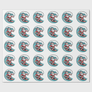 Surfing Santa Christmas Surfer Holiday Beach  Wrapping Paper
