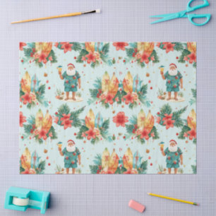 Surfing Santa Christmas Wrapping Paper Sheets