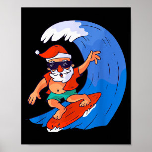 Surfing Santa Claus Christmas X-mas Gift  Poster