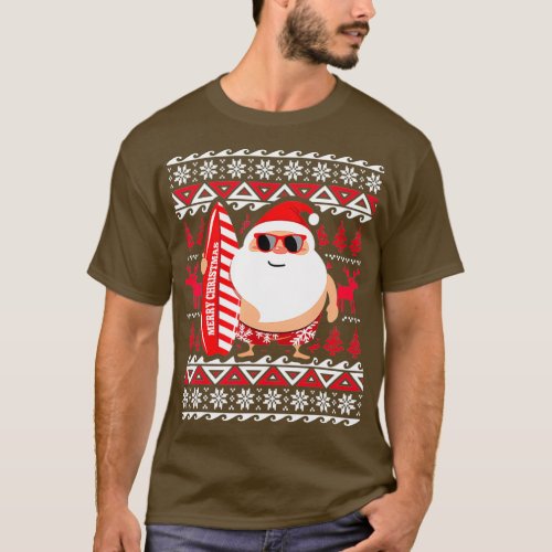 Surfing Santa Claus Hawaii Christmas Sweater