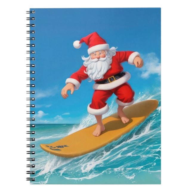 Surfing Santa Claus Notebook (Front)