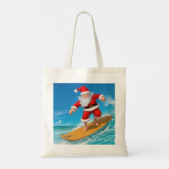 Surfing Santa Claus Tote Bag (Back)