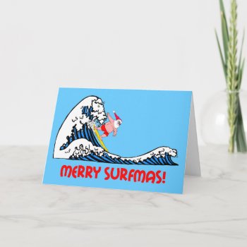 Surfing Santa Holiday Card by holidaysboutique at Zazzle