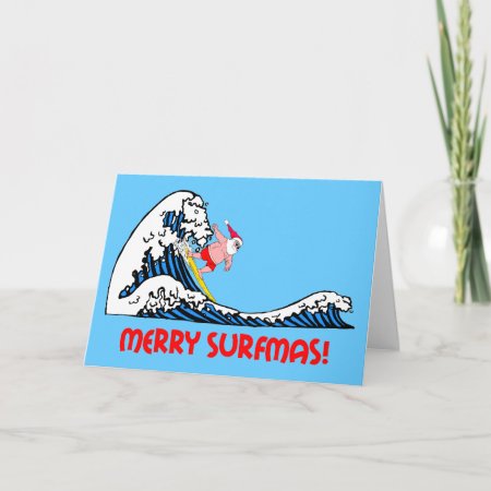 Surfing Santa Holiday Card