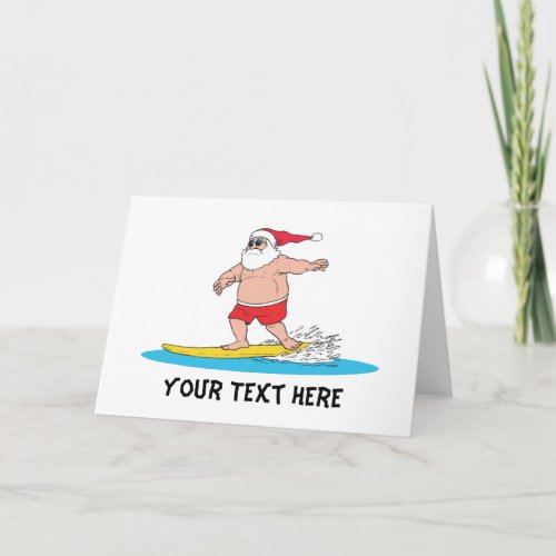 Surfing Santa Holiday Card