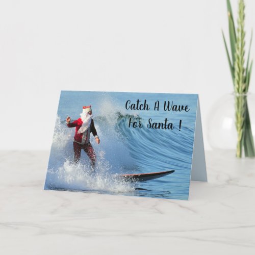 Surfing Santa Holiday Card