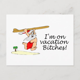 Surfing Santa Holiday Postcard