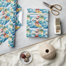 Surfing Santa is on big wave in Hawaii