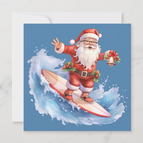 Surfing Santa Merry Christmas Card