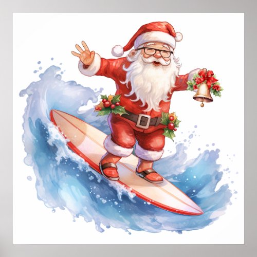 Surfing Santa Poster