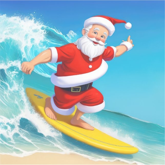 Surfing Santa Sticker (Front)