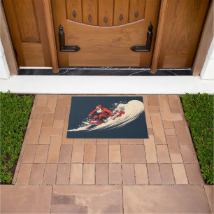 Surfing Santa Summer Christmas Doormat