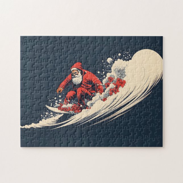 Surfing Santa Summer Christmas Jigsaw Puzzle (Horizontal)