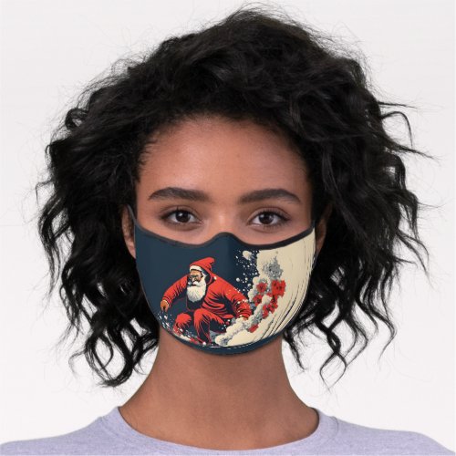 Surfing Santa Summer Christmas Premium Face Mask