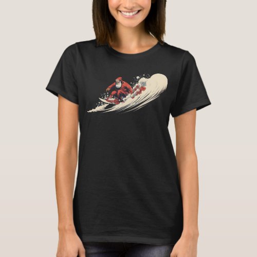 Surfing Santa Summer Christmas T_Shirt