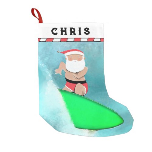 Surfing Santa Surfer Small Christmas Stocking