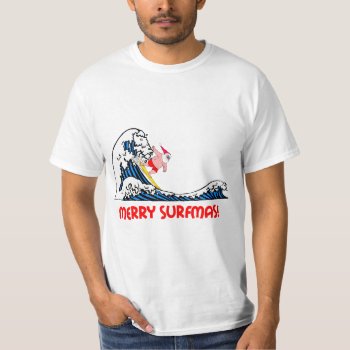 Surfing Santa T-shirt by holidaysboutique at Zazzle