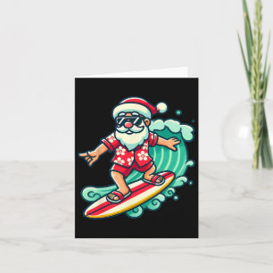 Surfing Santa Tropical Christmas Vacation Xmas In  Card