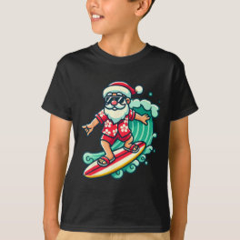 Surfing Santa Tropical Christmas Vacation Xmas In T-Shirt