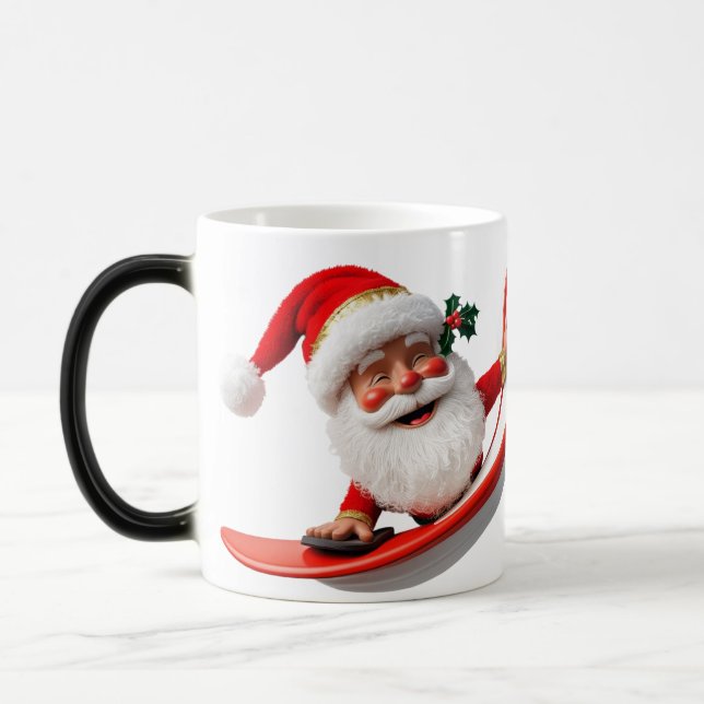 Surfing Santa with Christmas Lights  Color Morph Mug (Left)