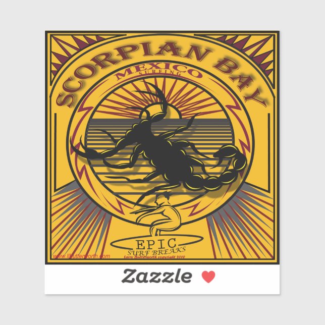 SURFING SCORPION BAY BAJA MEXICO STICKER (Sheet)