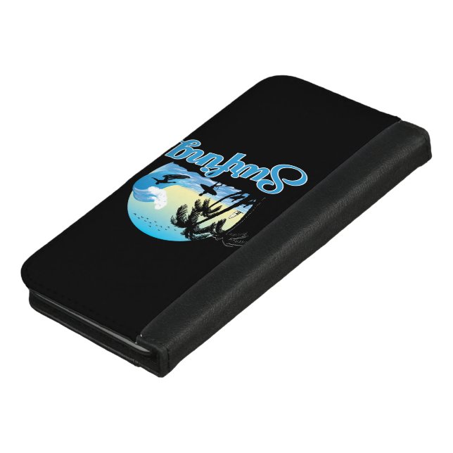 Surfing Sea Beach iPhone Wallet Case (Top)