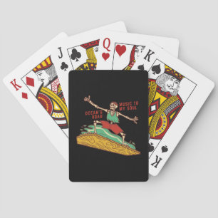 Surfing Skeleton on  Poker Cards