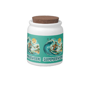 Surfing Skeleton Summerween Beach Vibes Candy Jar