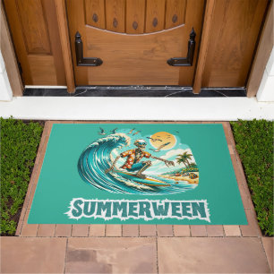 Surfing Skeleton Summerween Beach Vibes Doormat