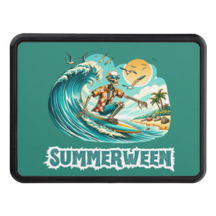 Surfing Skeleton Summerween Beach Vibes Hitch Cover
