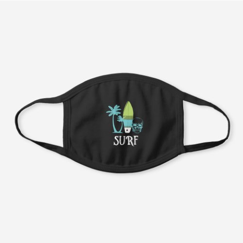 Surfing Skull and Surfboard  Surf Black Cotton Face Mask