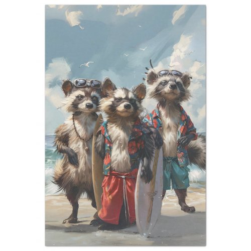 Surfing Skunks on the Beach Decoupage  Tissue Paper