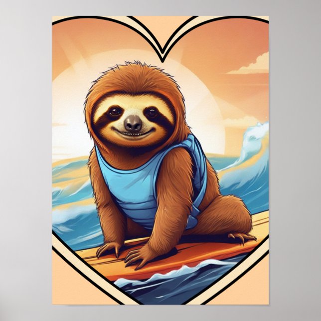 Surfing Sloth Poster (Front)
