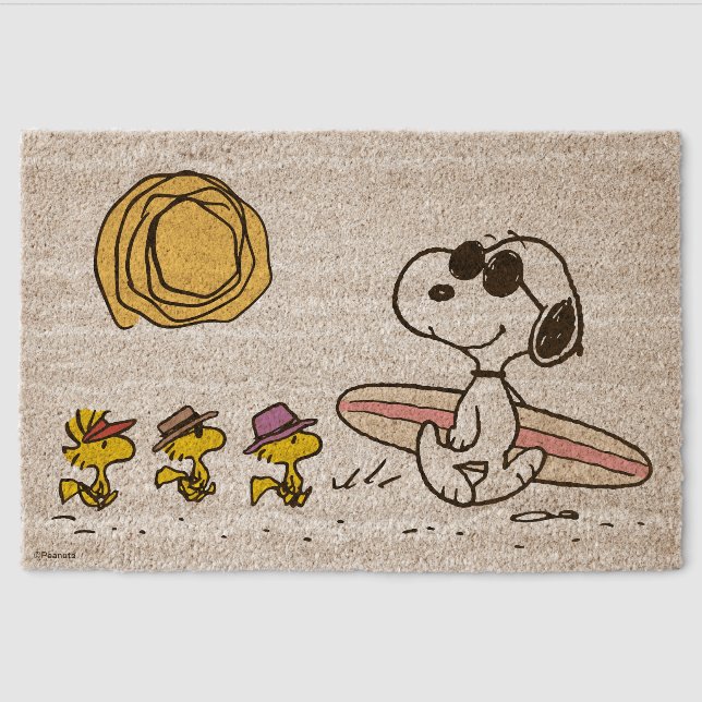 Surfing Snoopy Summer Fiber Doormat (Front)