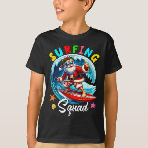 Surfing Squad Christmas In July Santa Hawaiian Fun T-Shirt