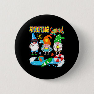 Surfing Squad Three Gnomes Hawaiian Surfing Summer Button