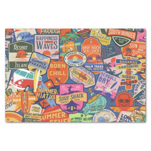 Surfing Stickers Tissue Paper